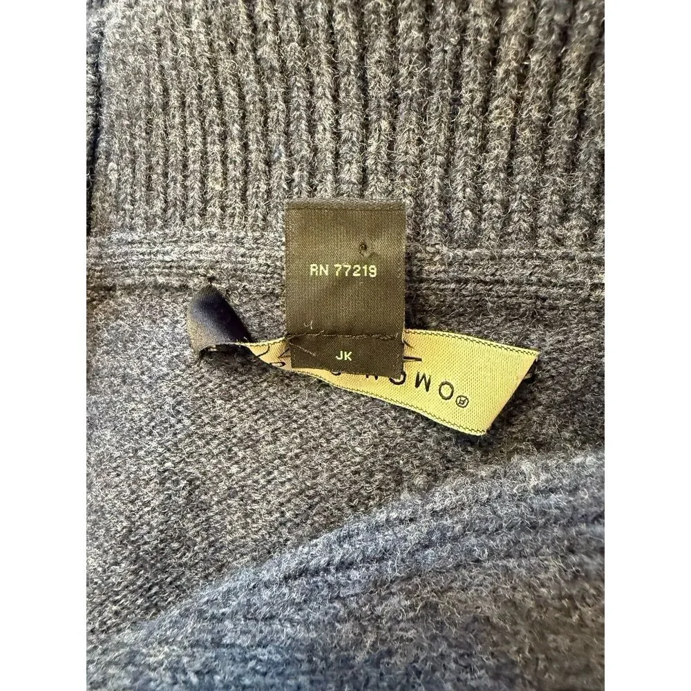 Pronto Uomo Sweater 100%‎ Wool Gray Shawl Collar Lightweight Pullover XL Men